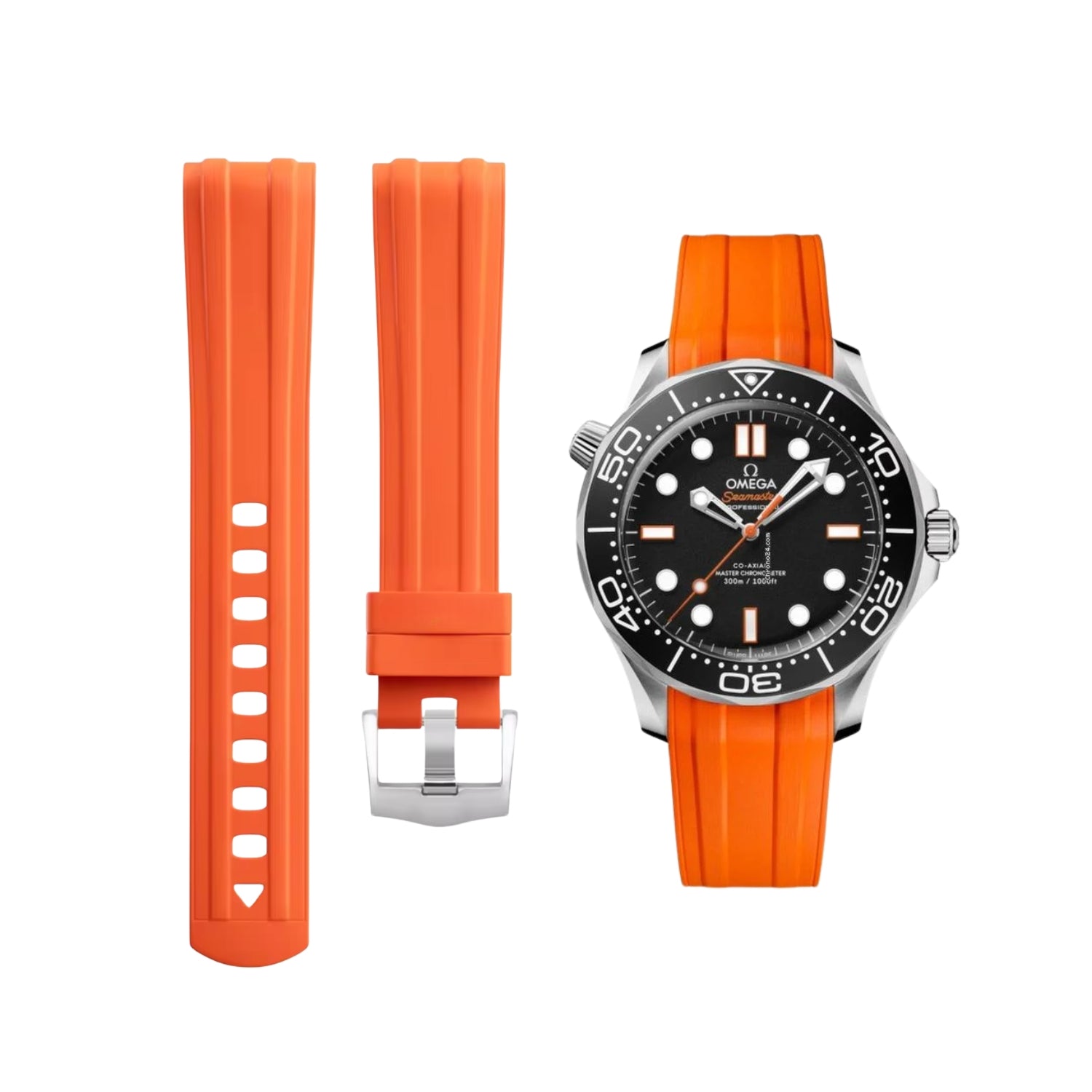 Omega Seamaster (Diver) 300M Kautschukarmband – Orange - Helvetus DE