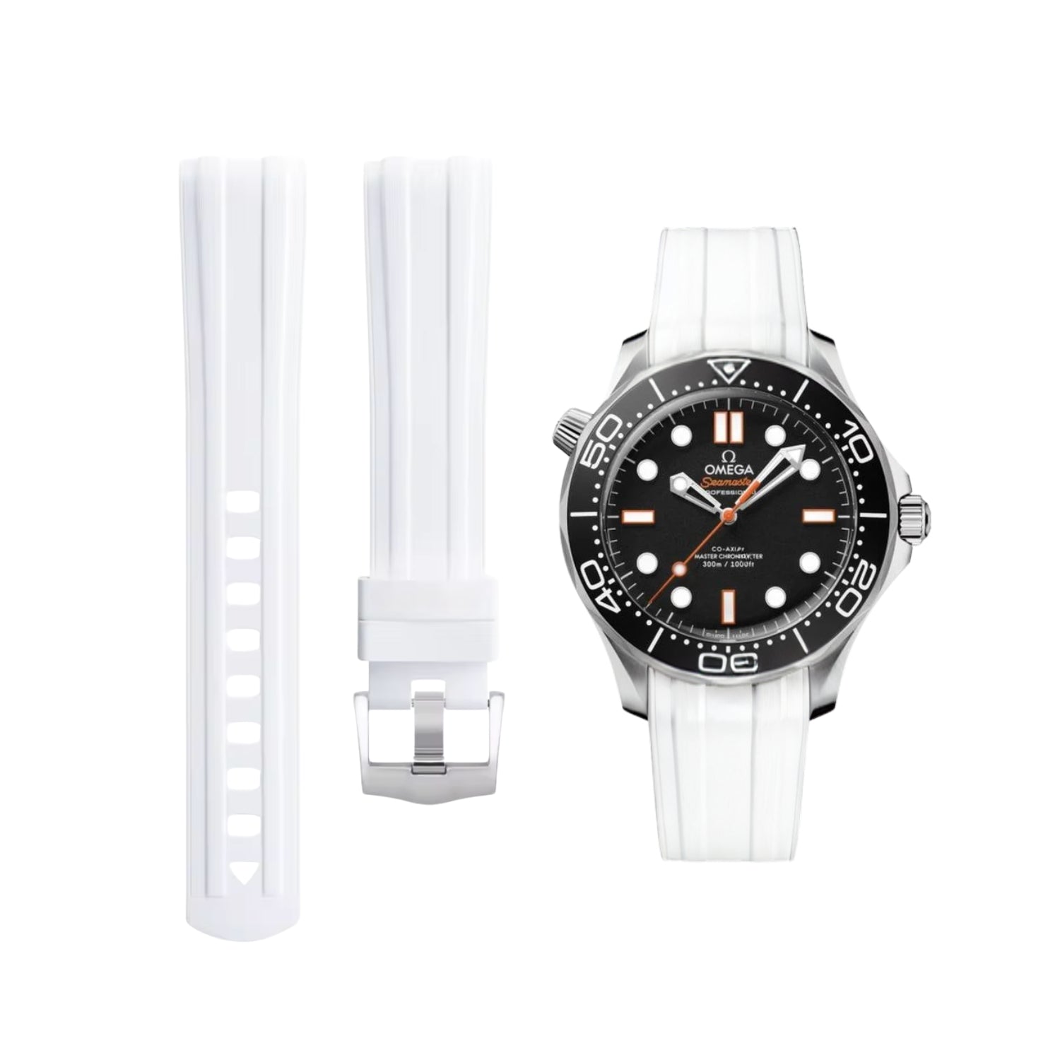 Omega Seamaster (Diver) 300M Kautschukarmband – Weiss - Helvetus DE