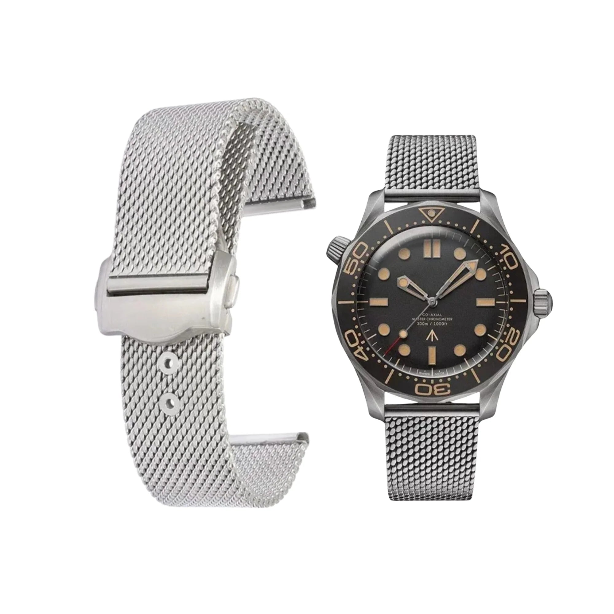 Omega Seamaster James Bond 007 Mesh Armband – In Edelstahl – Silber