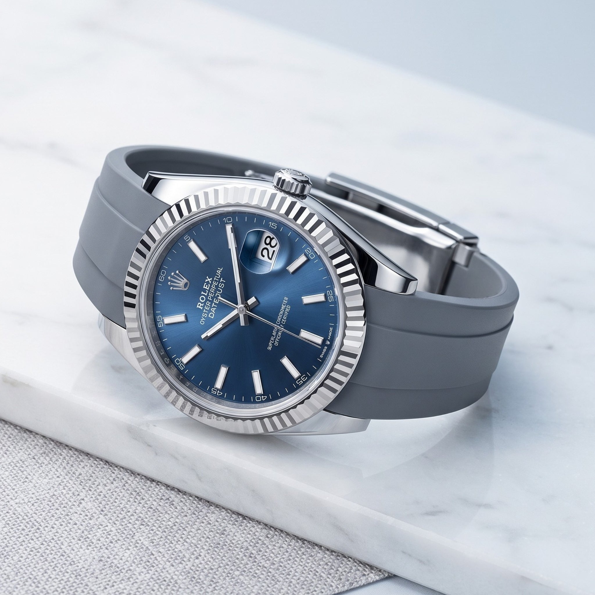 Faltschließe Kautschukarmband für Rolex Datejust 41mm – Grau