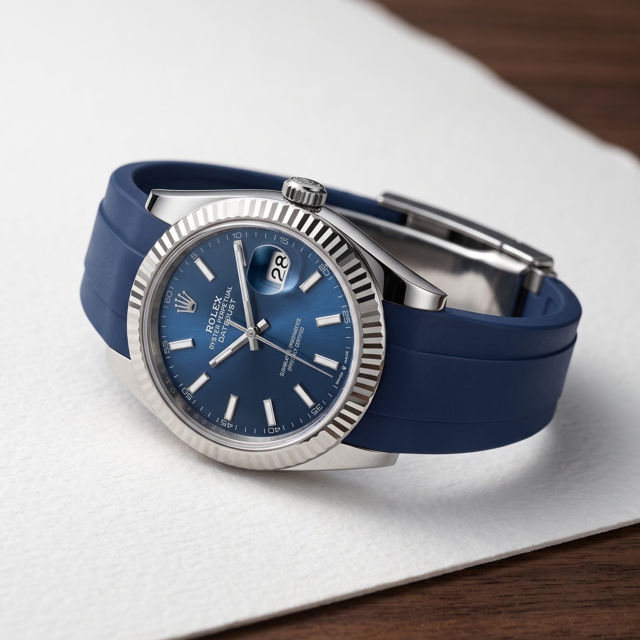 Faltschließe Kautschukarmband für Rolex Datejust 41mm – Dunkel Blau