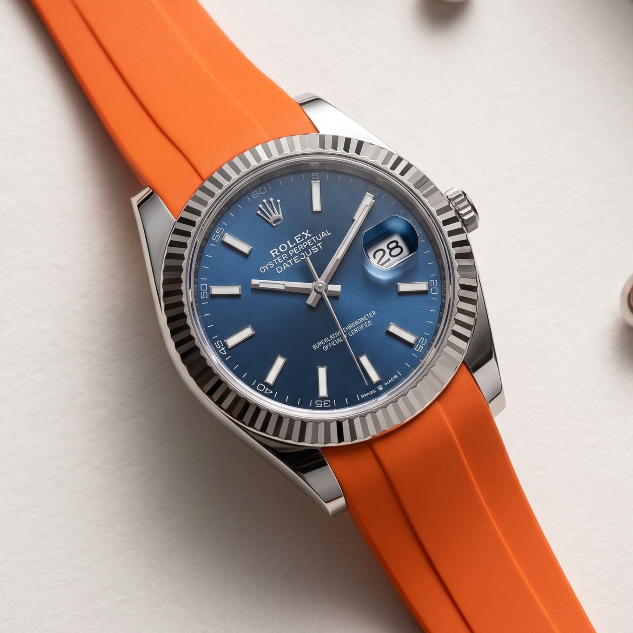 Faltschließe Kautschukarmband für Rolex Datejust 41mm – Orange
