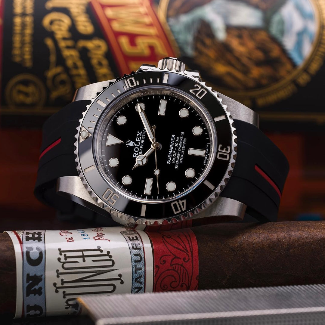 Faltschliesse Kautschukarmband für Rolex Submariner – Luxline® - Schwarz/Rot