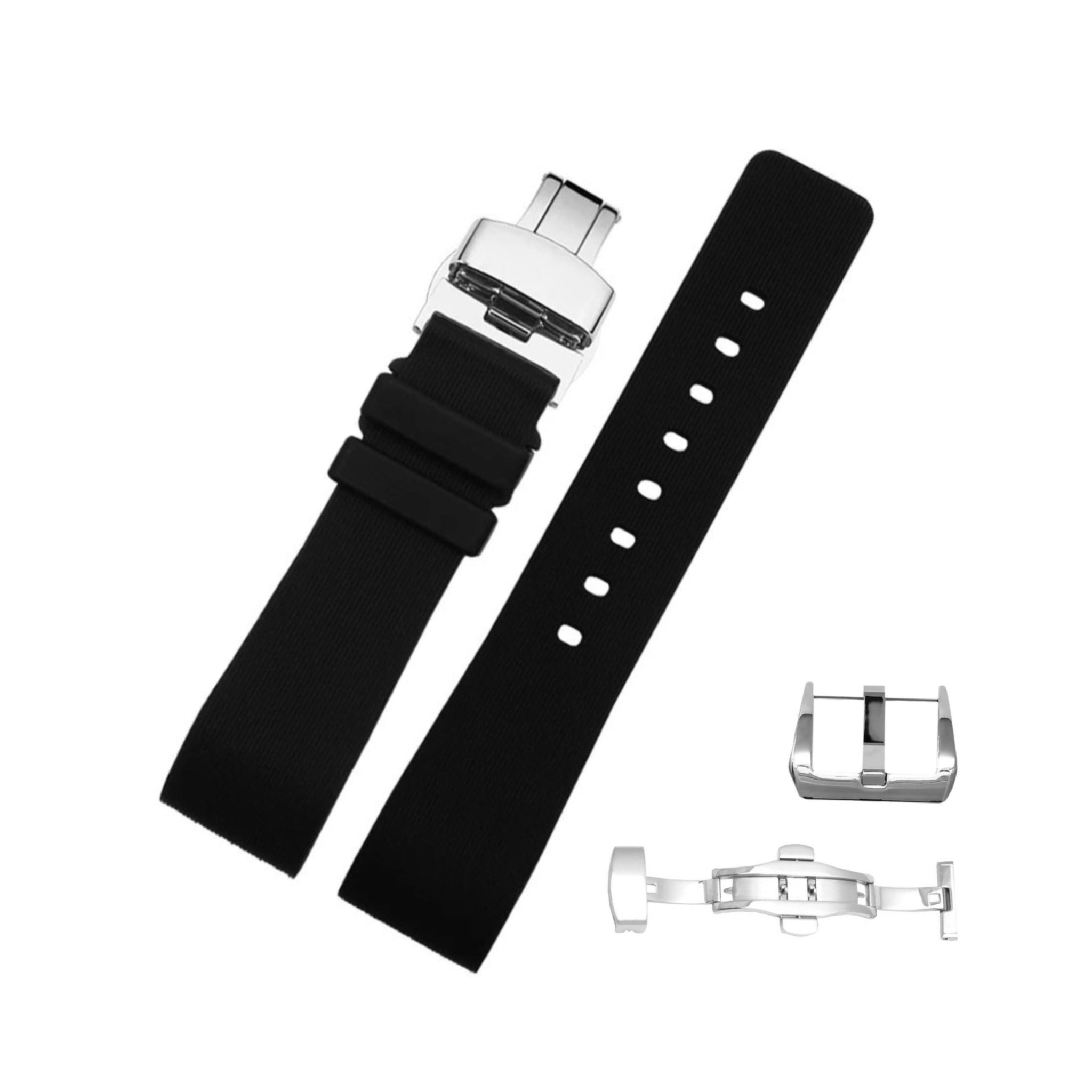 Rubber Strap - For Cartier Santos 100 - Black - Helvetus