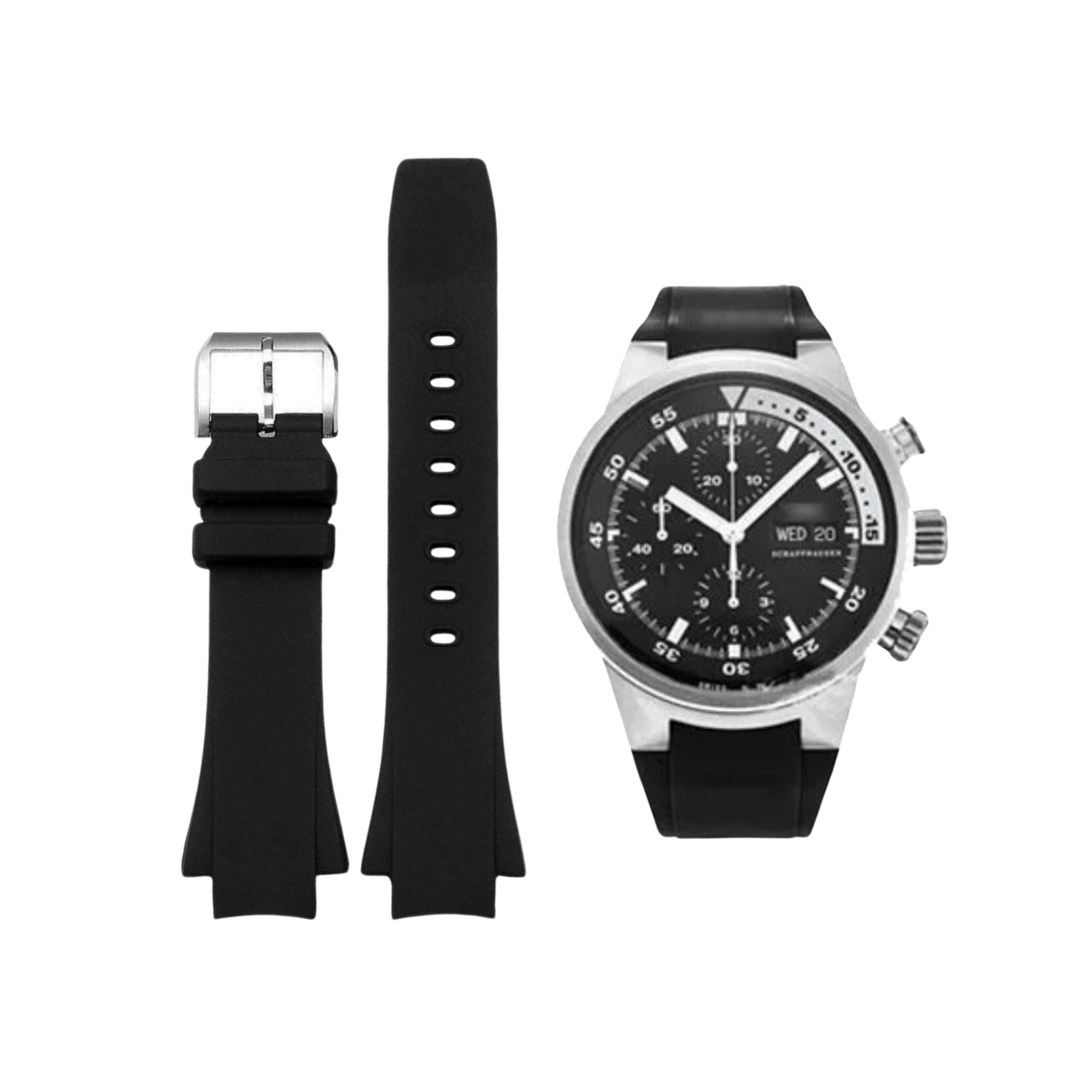 Rubber Strap - For IWC Aquatimer Chrono - Black - Helvetus