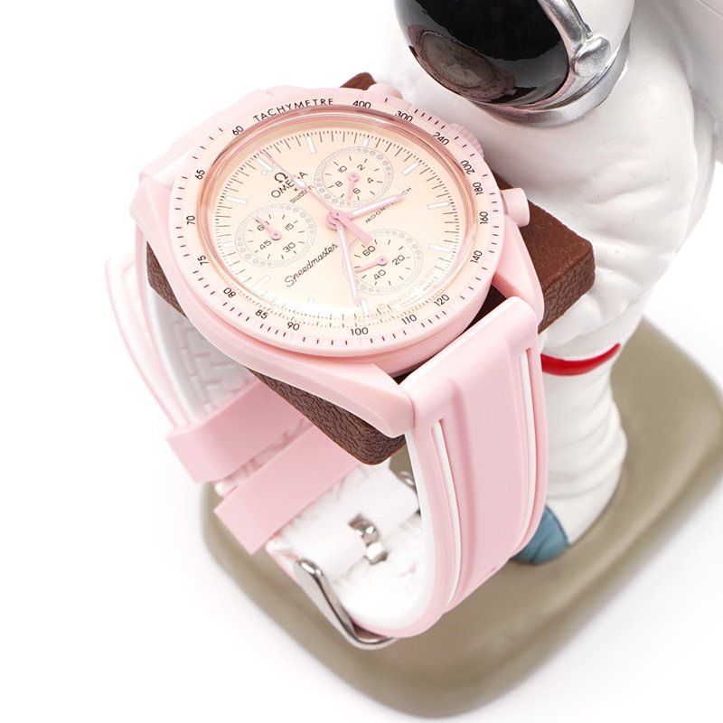 Rubber Strap - For MoonSwatch Mission to Venus - Pink/White - Helvetus