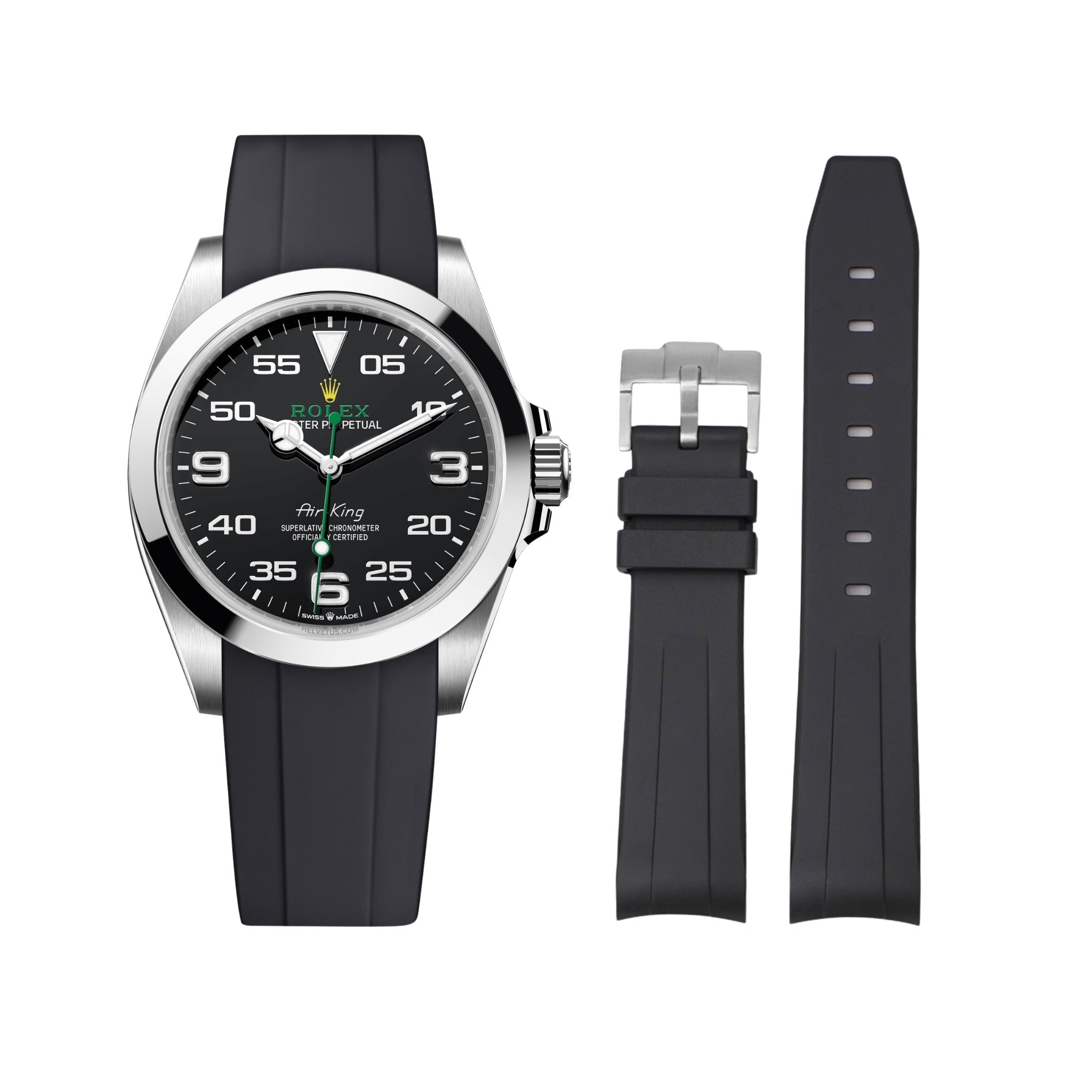 Rubber Strap - For Rolex Air - King - Black - Helvetus