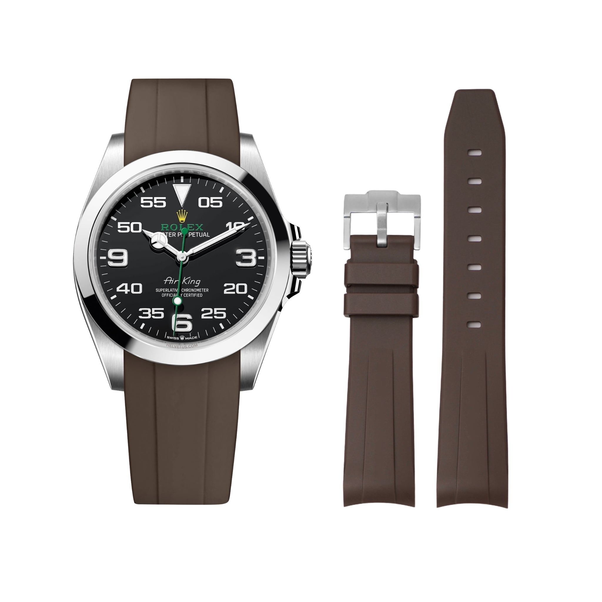 Rubber Strap - For Rolex Air - King - Brown - Helvetus