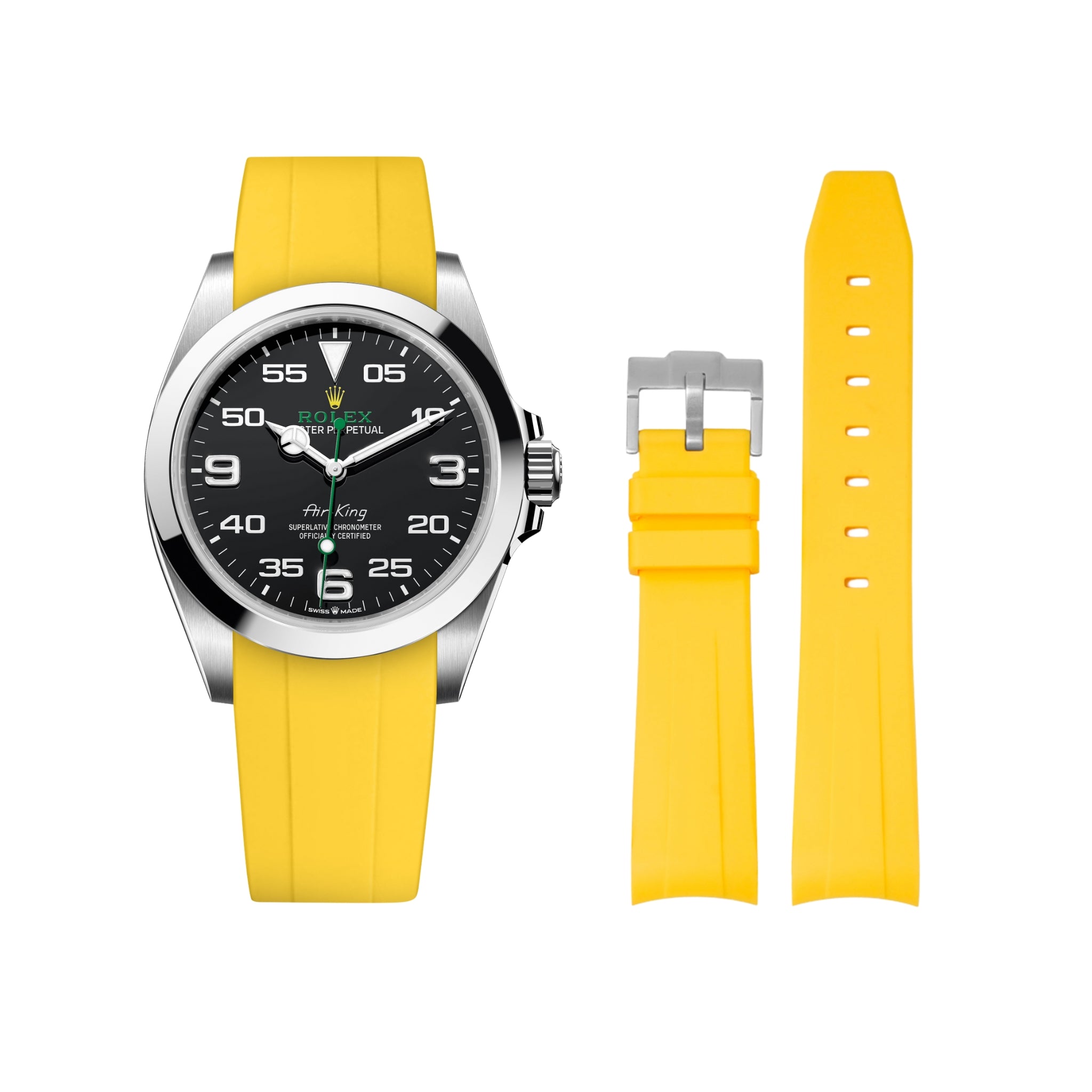 Rubber Strap - For Rolex Air - King - Yellow - Helvetus