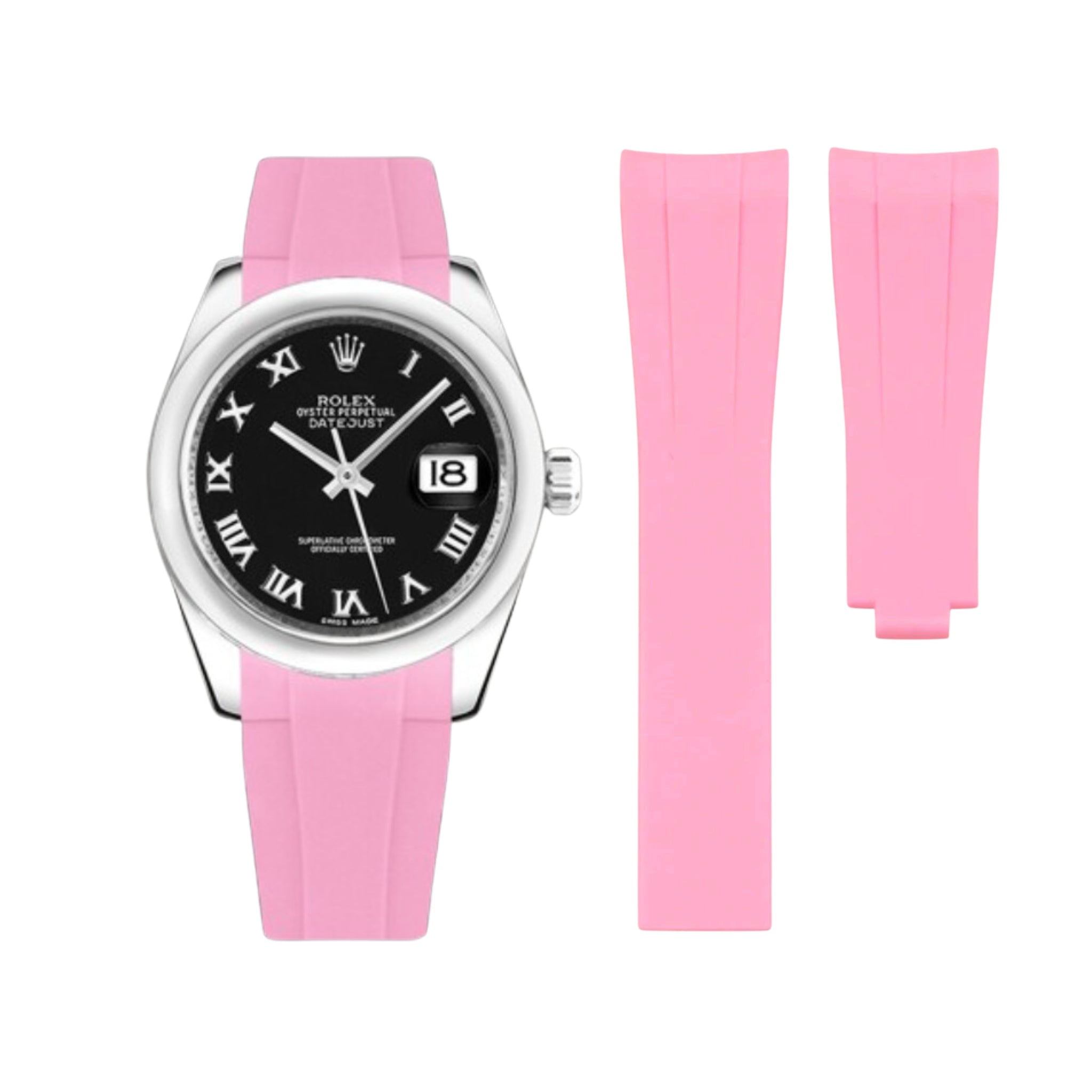 Rubber Strap - For Rolex Datejust 31mm - Pink - Helvetus