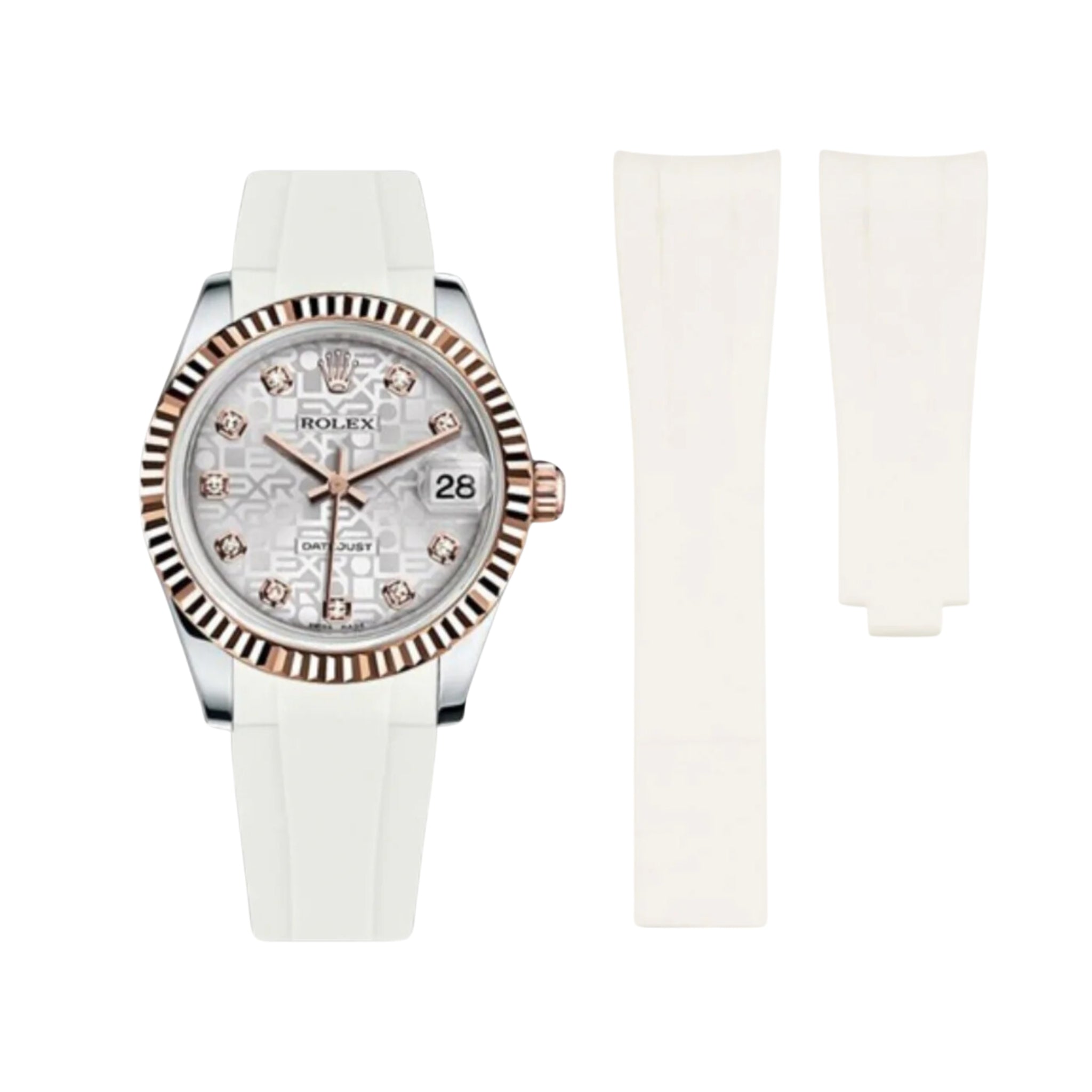 Rubber Strap - For Rolex Datejust 31mm - White - Helvetus