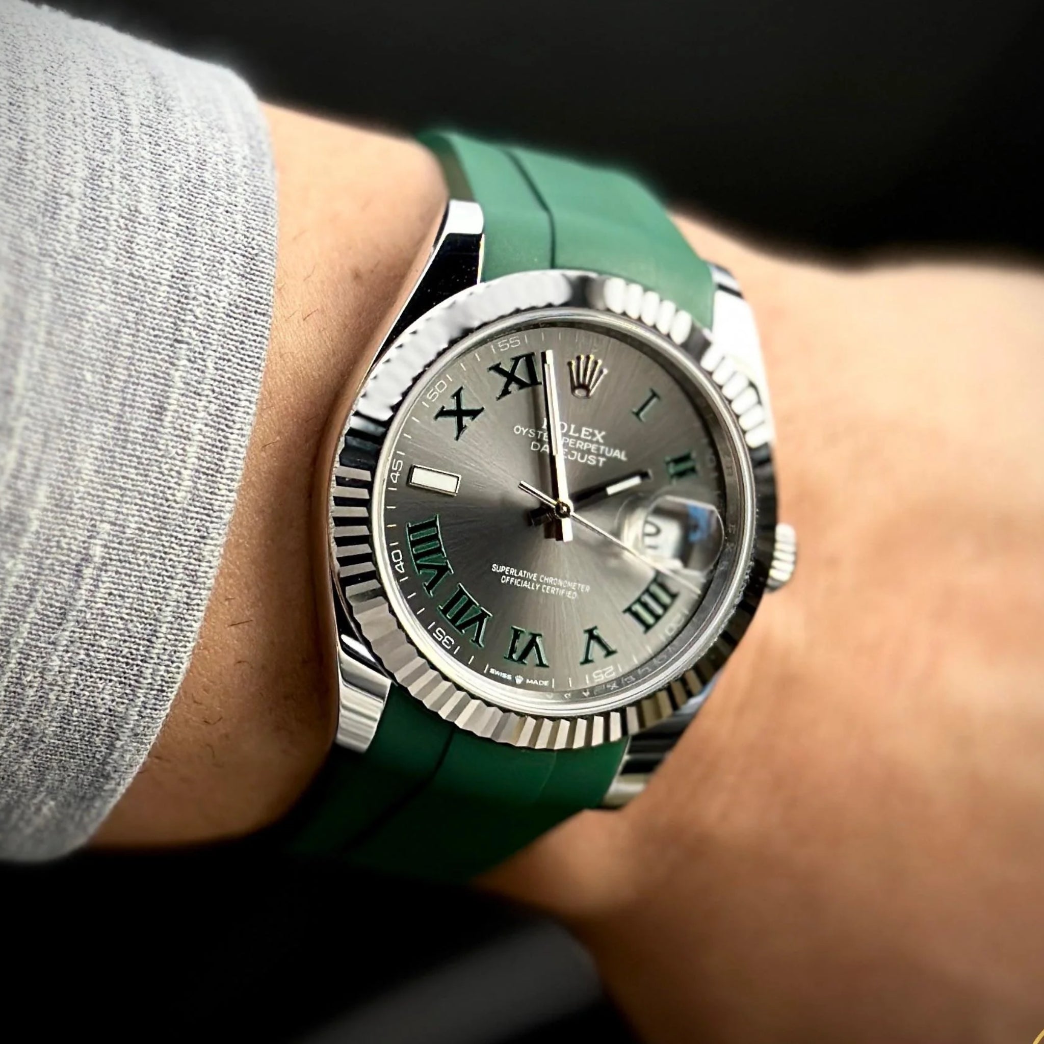 Rubber Strap - For Rolex Datejust 36 - Green - Helvetus