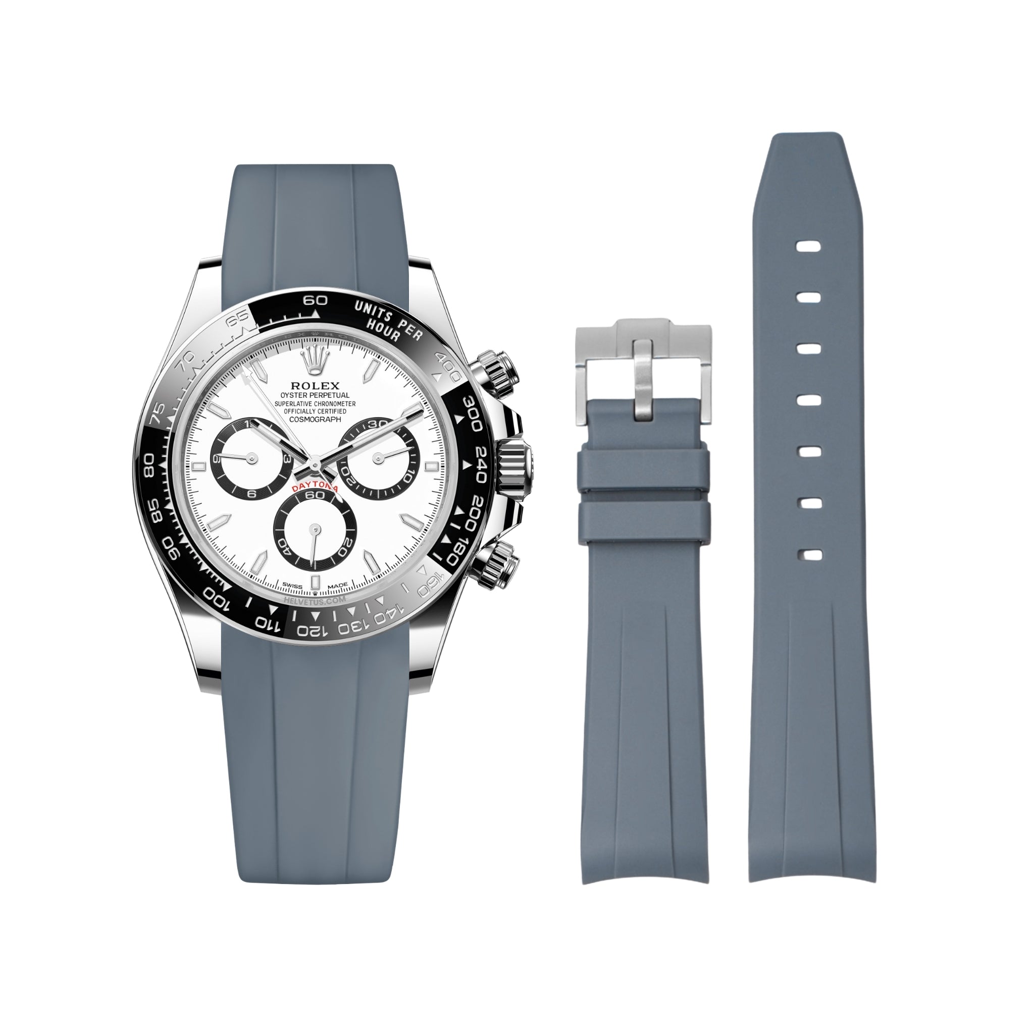 Rubber Strap - For Rolex Daytona - Grey - Helvetus