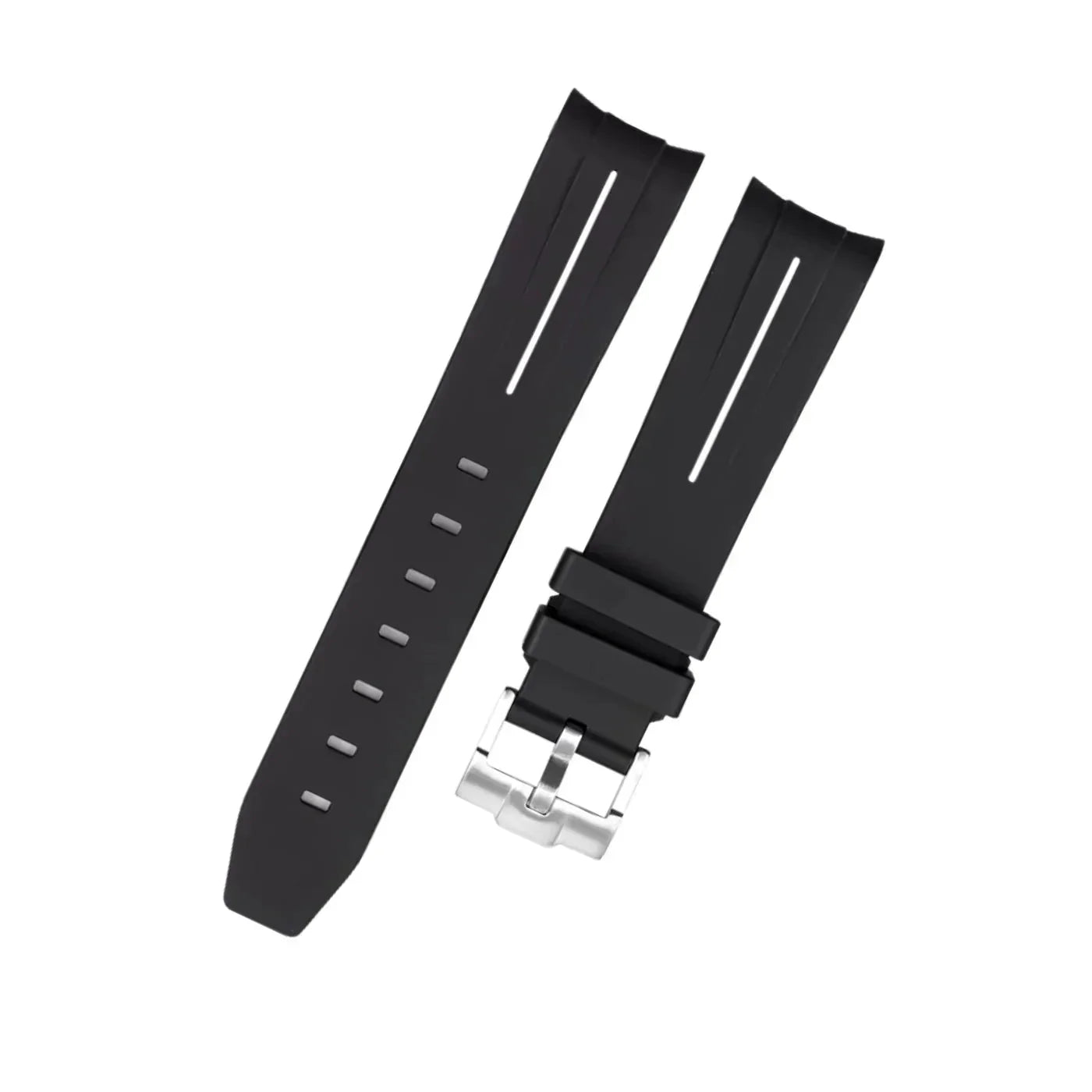 Rubber Strap - For Rolex Explorer II - Black w/White Line | LuxLine® - Helvetus