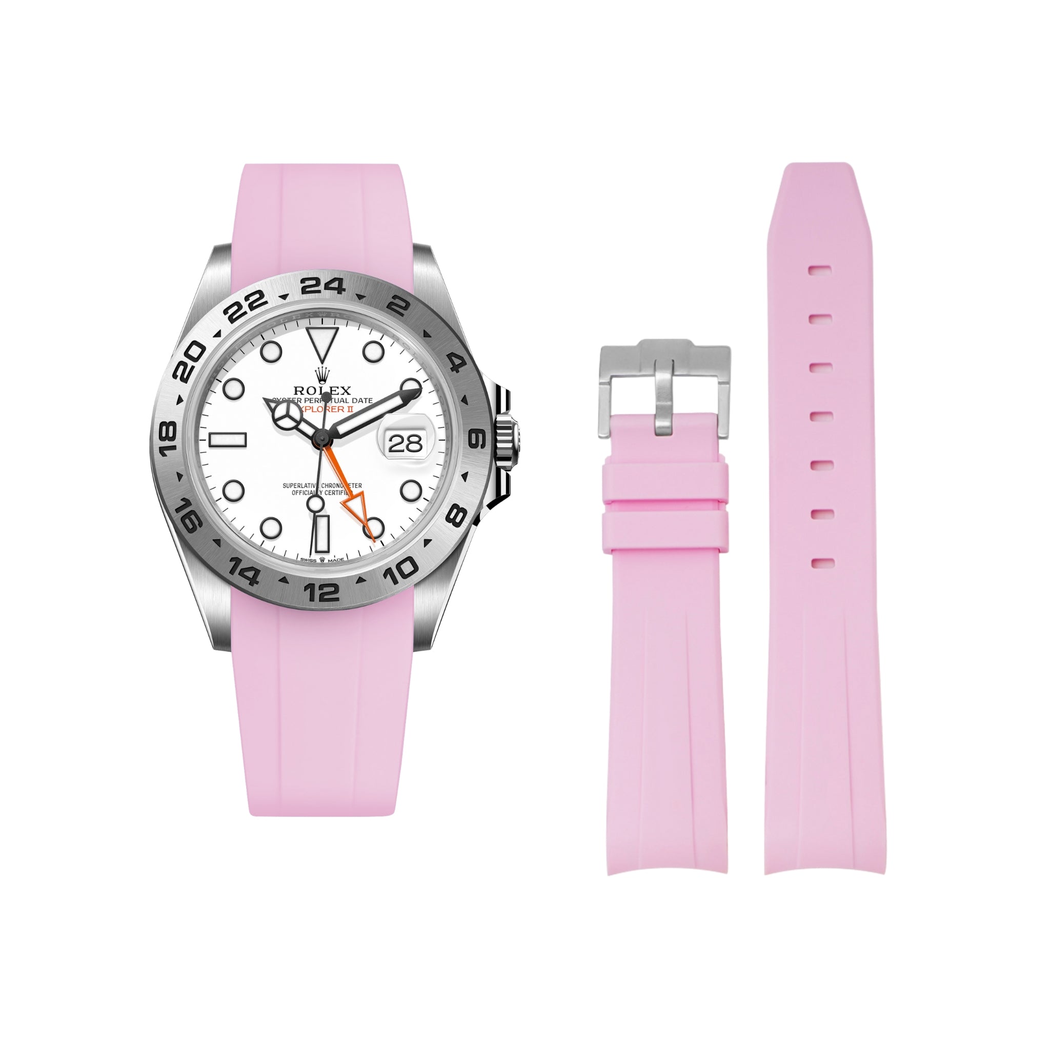 Rubber Strap - For Rolex Explorer II - Pink - Helvetus