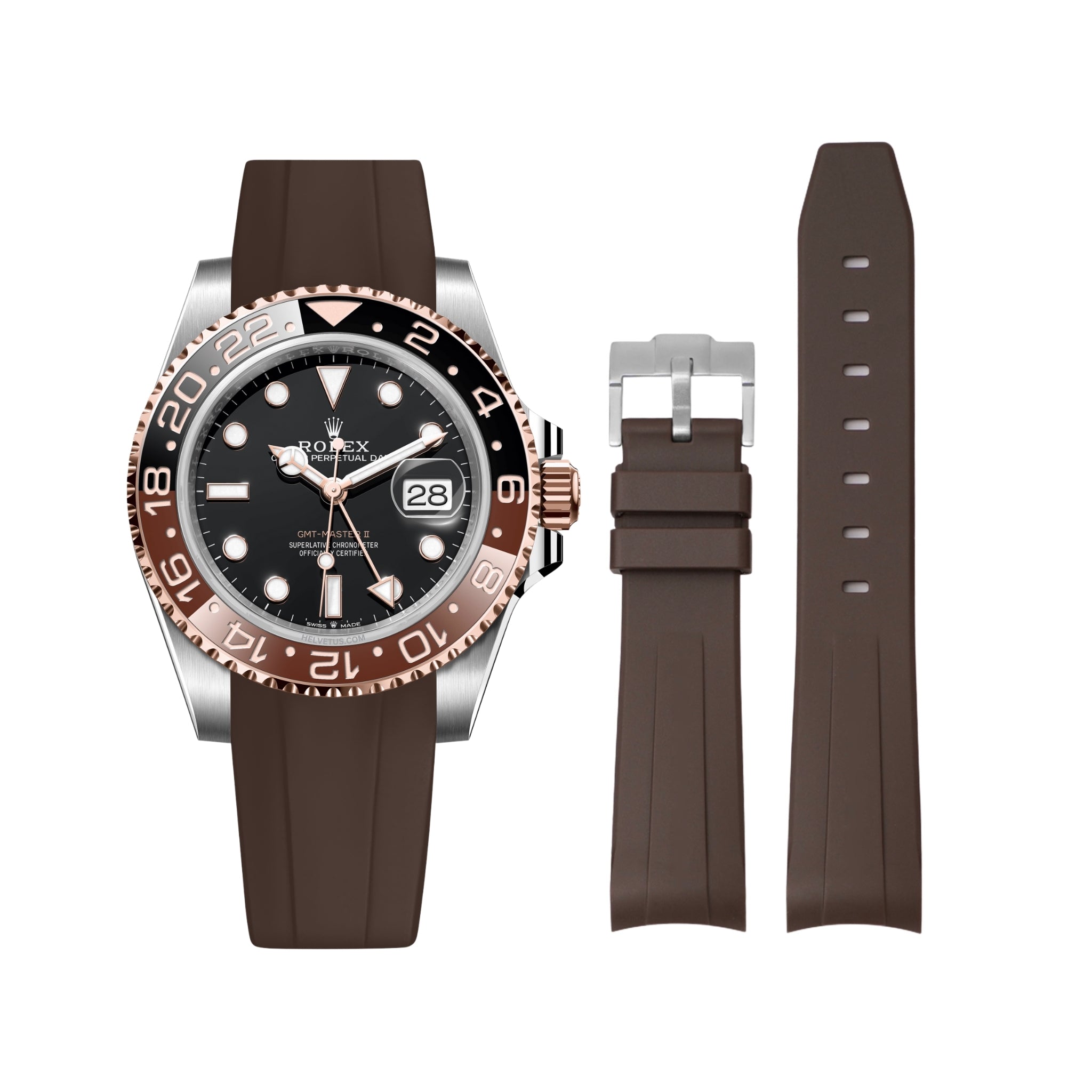 Rubber Strap - For Rolex GMT - Master II - Brown - Helvetus