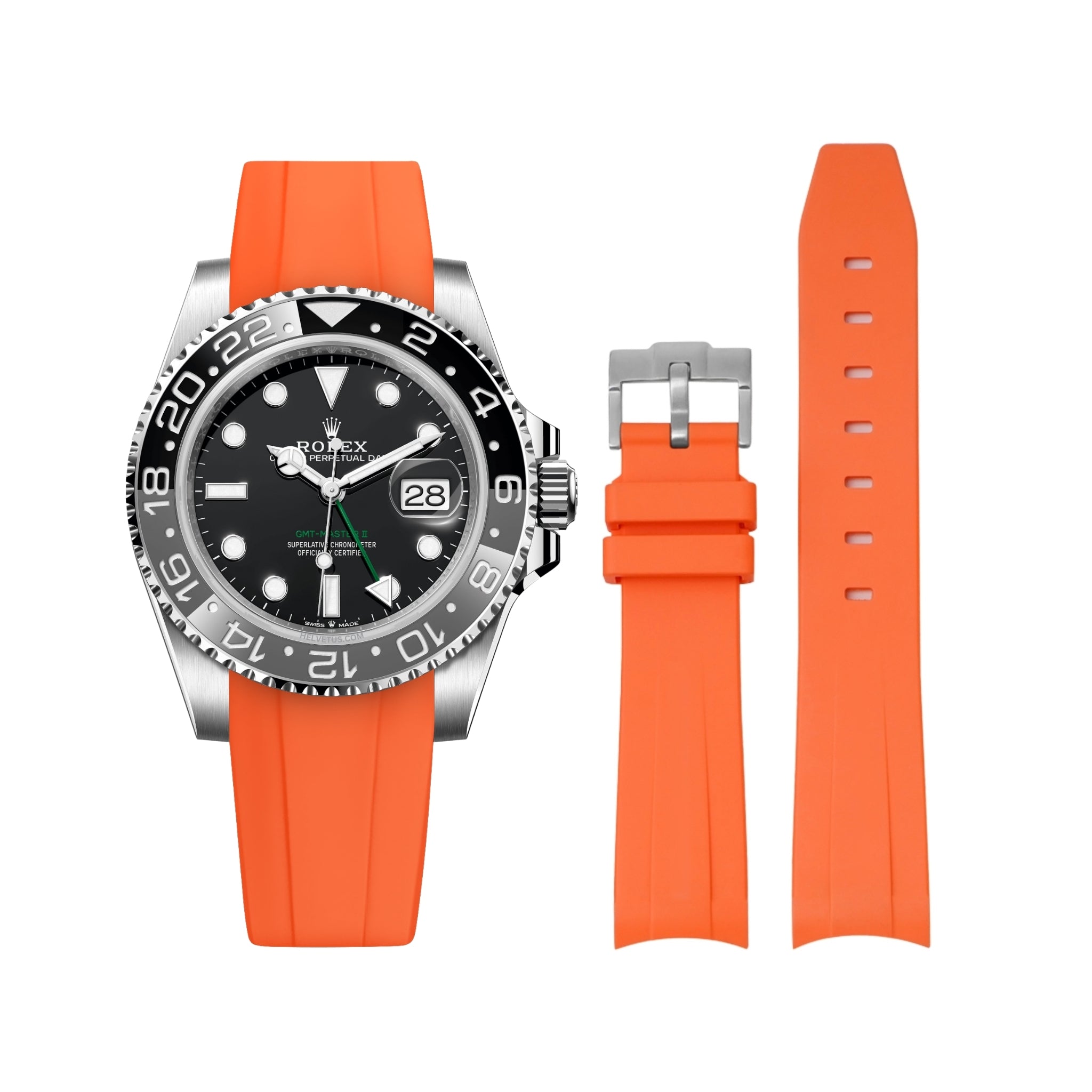 Rubber Strap - For Rolex GMT - Master II - Orange - Helvetus