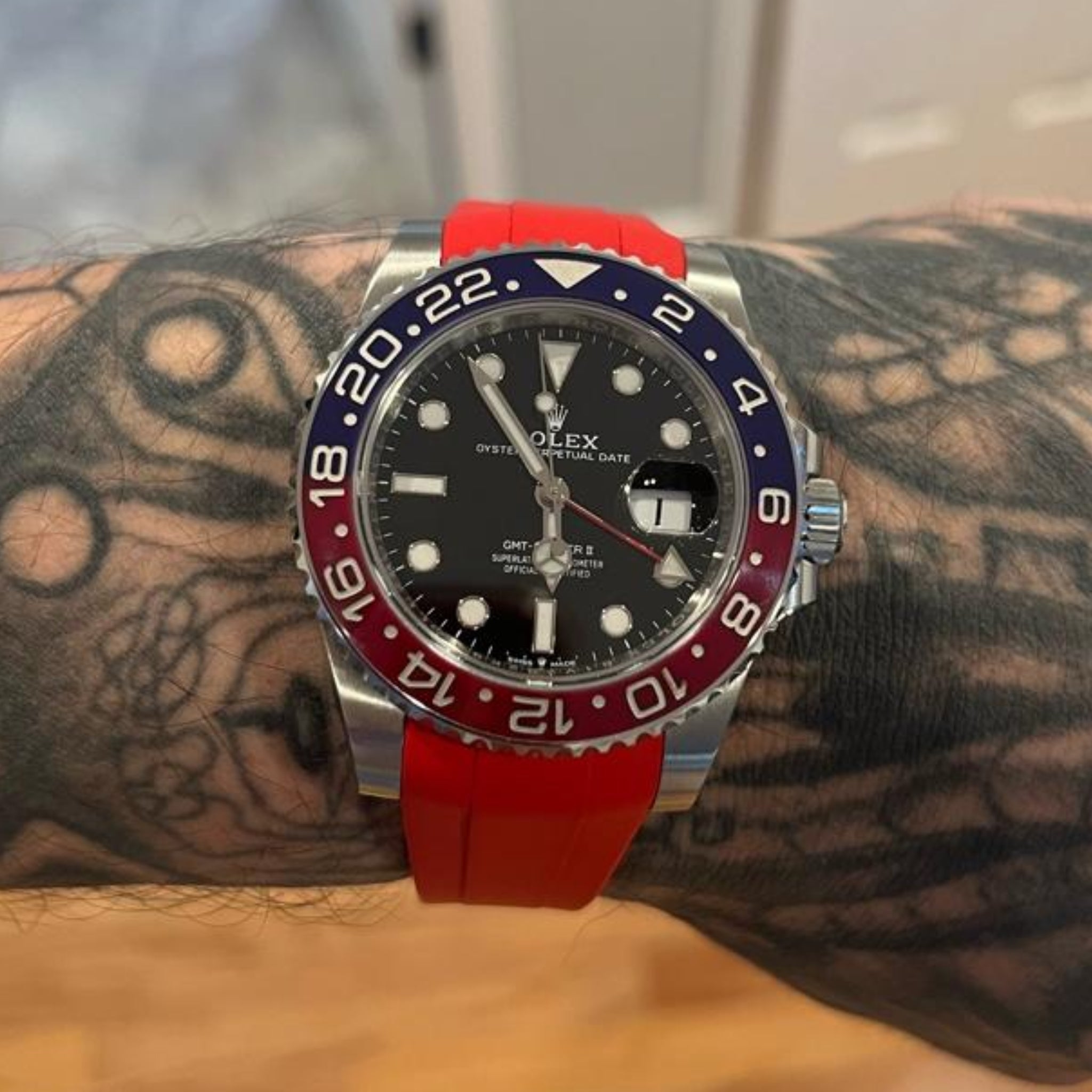 Rubber Strap - For Rolex GMT - Master II - Red - Helvetus