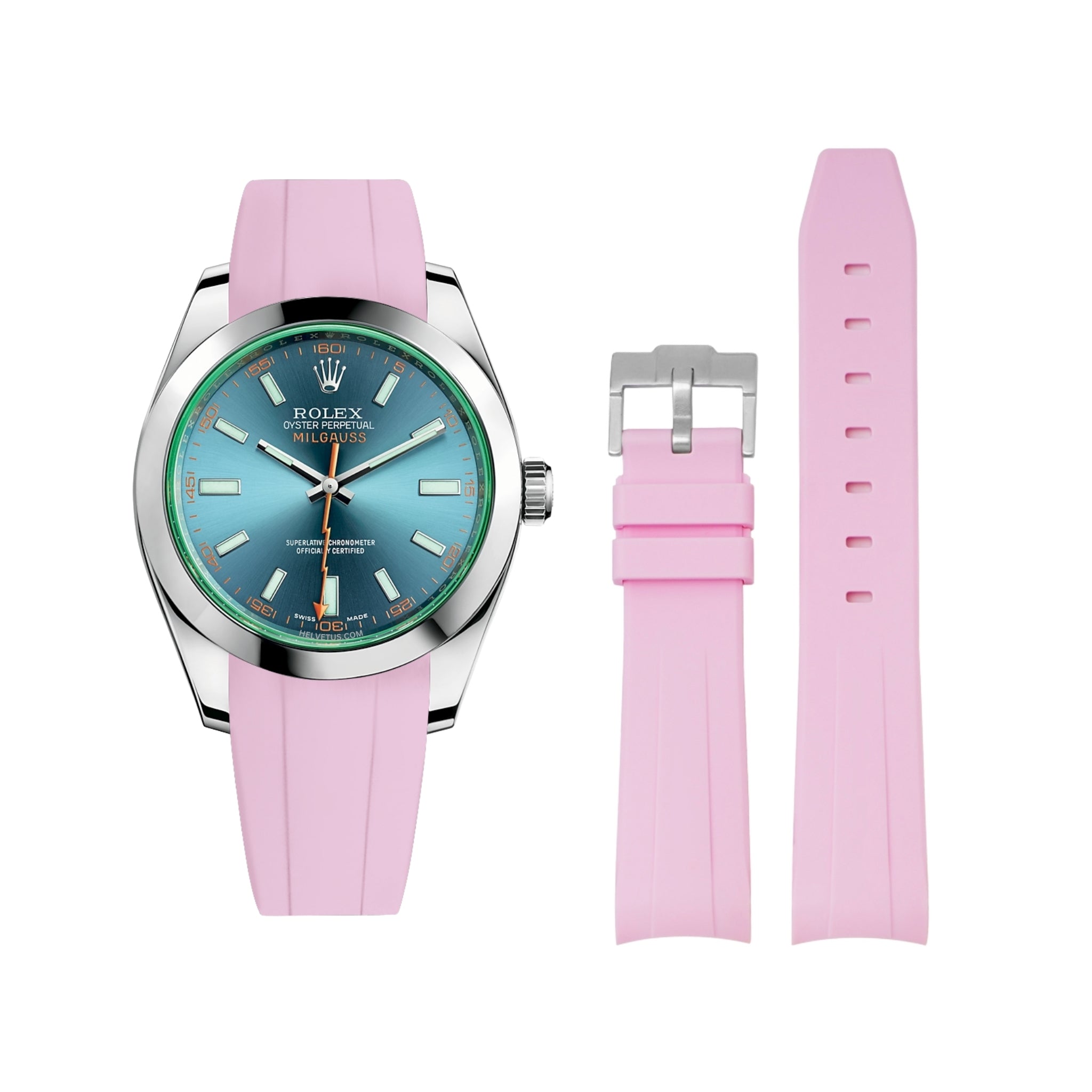 Rubber Strap - For Rolex Milgauss - Pink - Helvetus