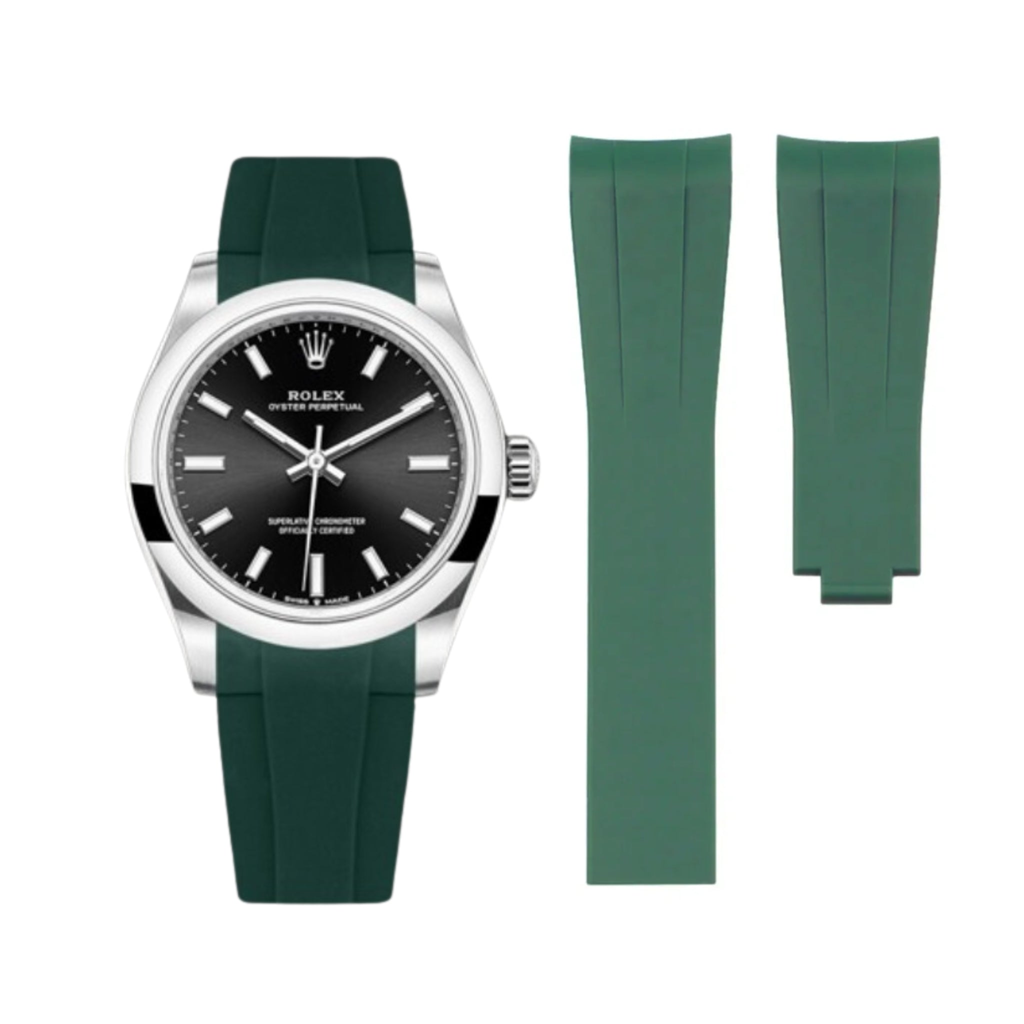 Rubber Strap - For Rolex Oyster Perpetual 31 - Green - Helvetus