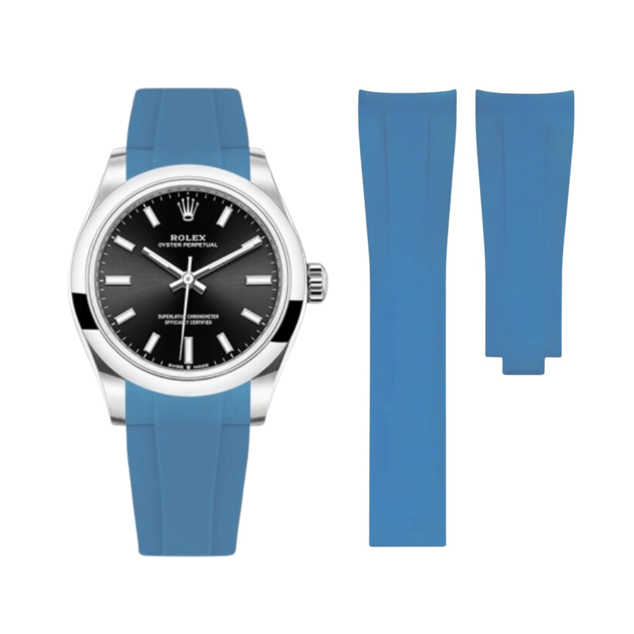 Rubber Strap - For Rolex Oyster Perpetual 31 - Light Blue - Helvetus