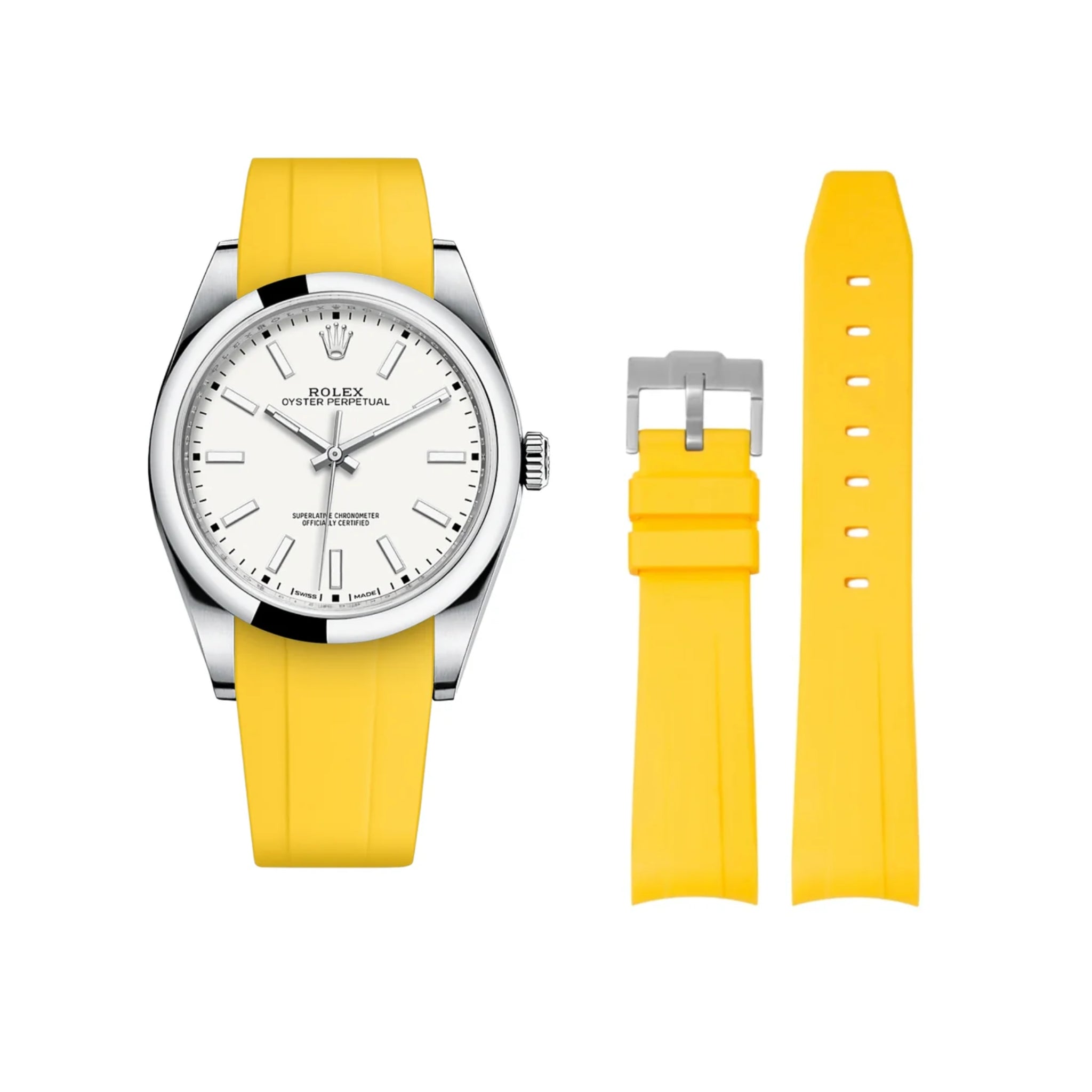 Rubber Strap - For Rolex Oyster Perpetual 39mm - Yellow - Helvetus