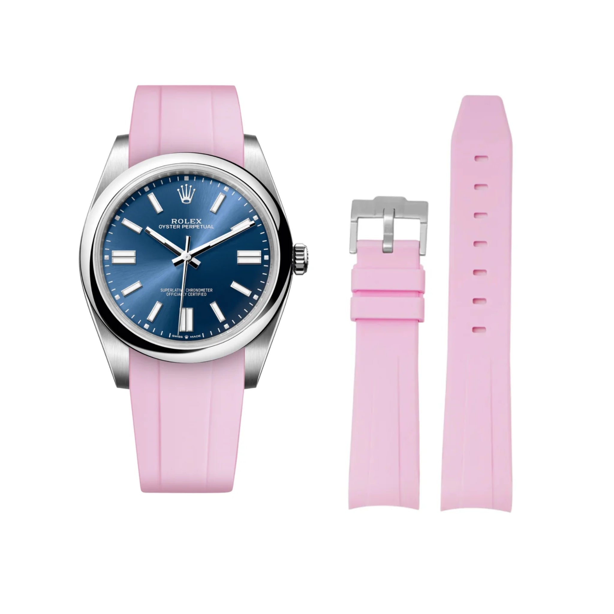 Rubber Strap - For Rolex Oyster Perpetual 41mm - Pink - Helvetus