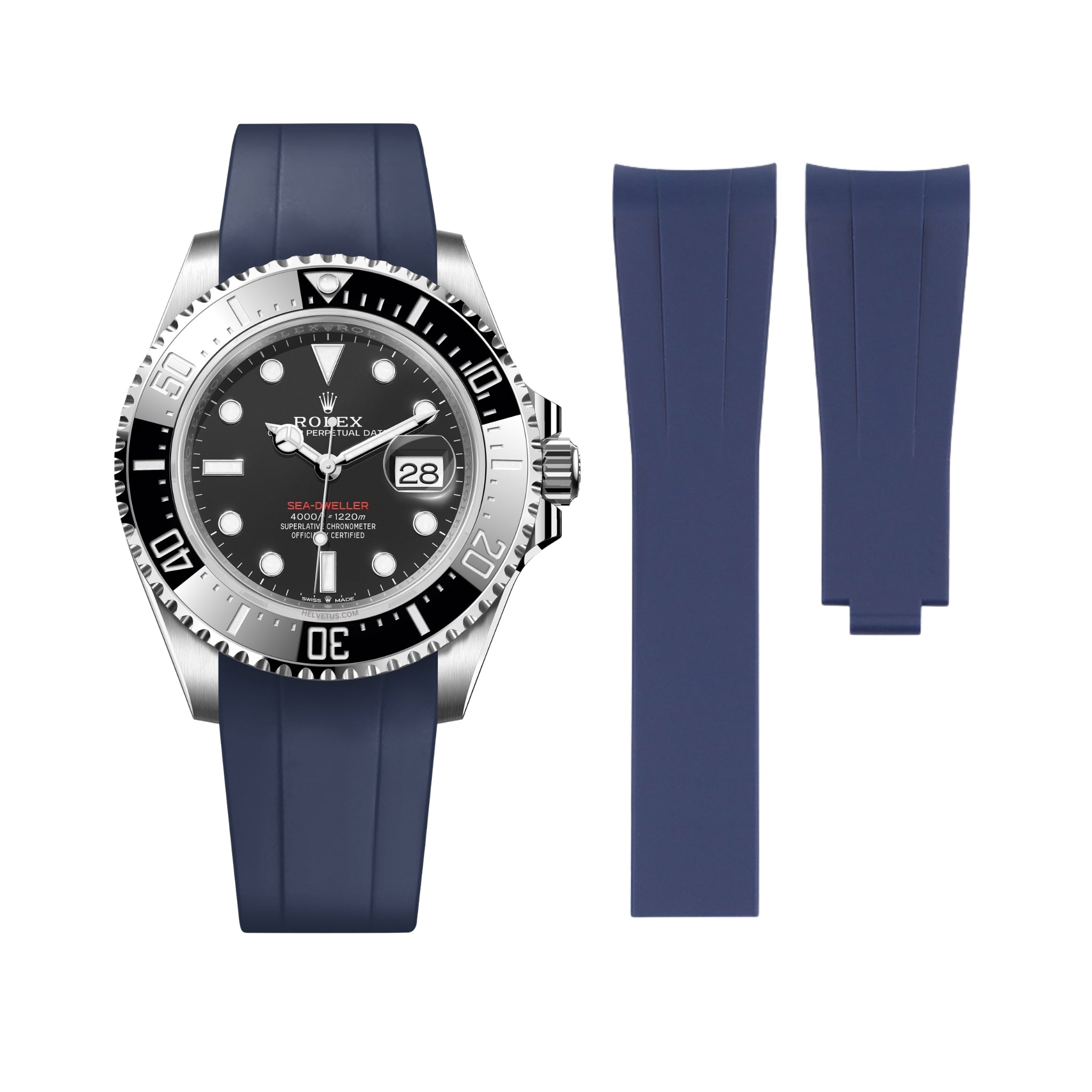 Rubber Strap - For Rolex Sea - Dweller 4000 - Navy Blue - Helvetus