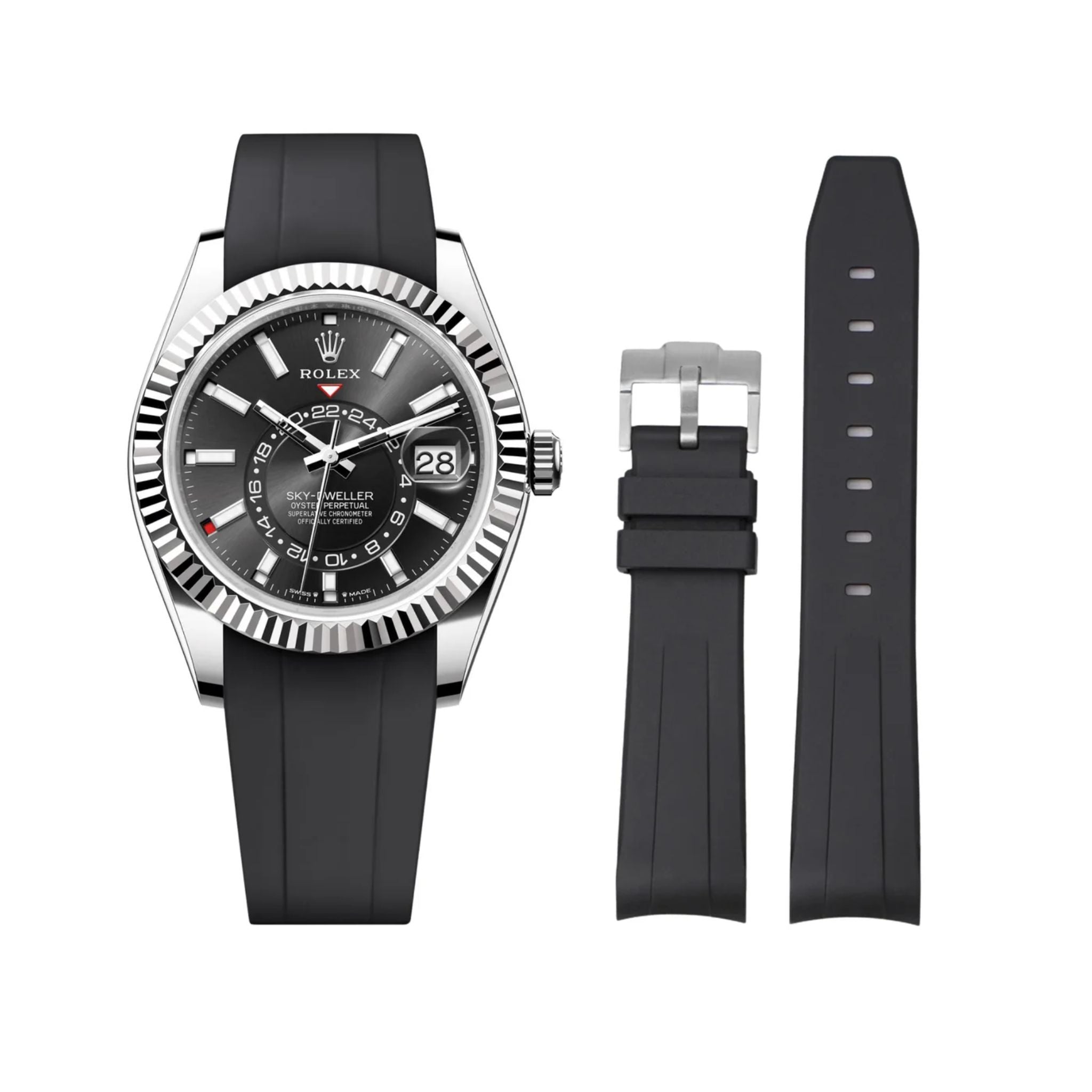 Rubber Strap - For Rolex Sky - Dweller - Black - Helvetus