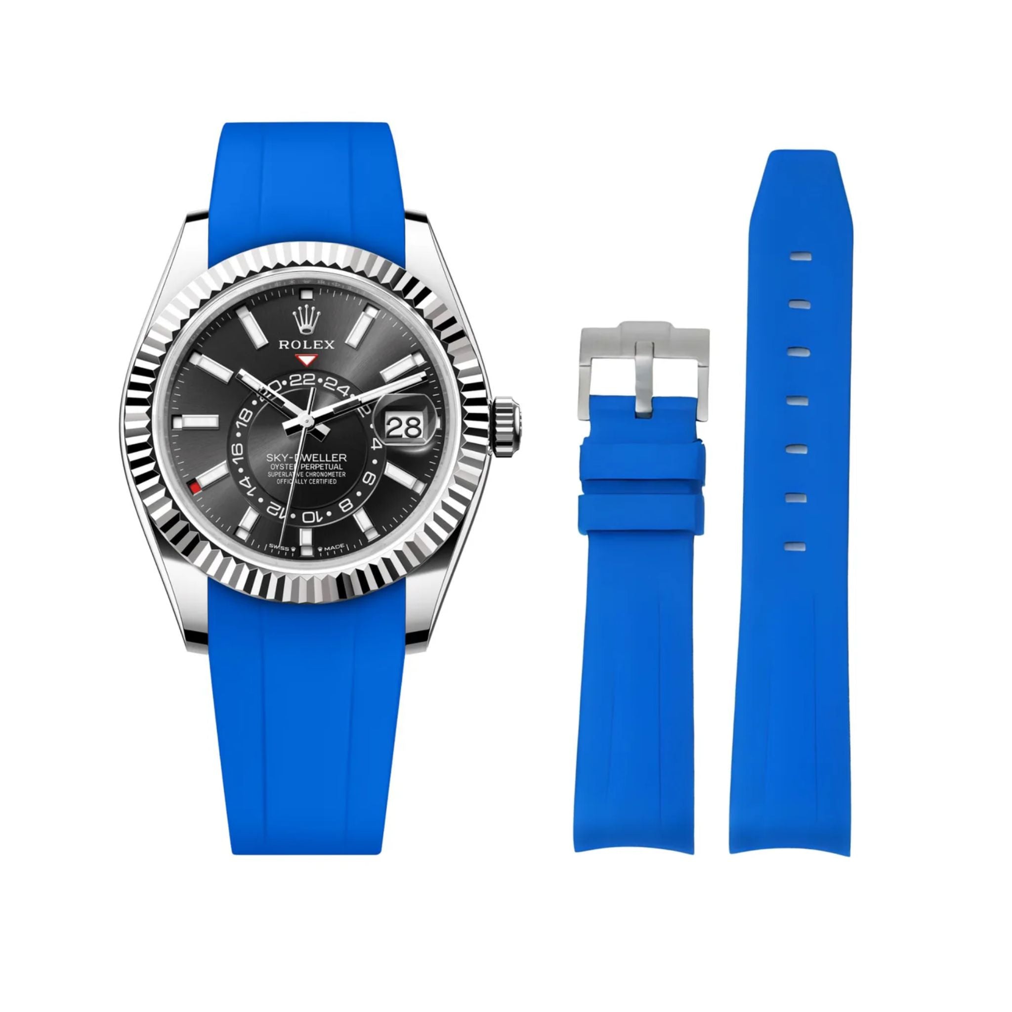 Rubber Strap - For Rolex Sky - Dweller - Blue - Helvetus