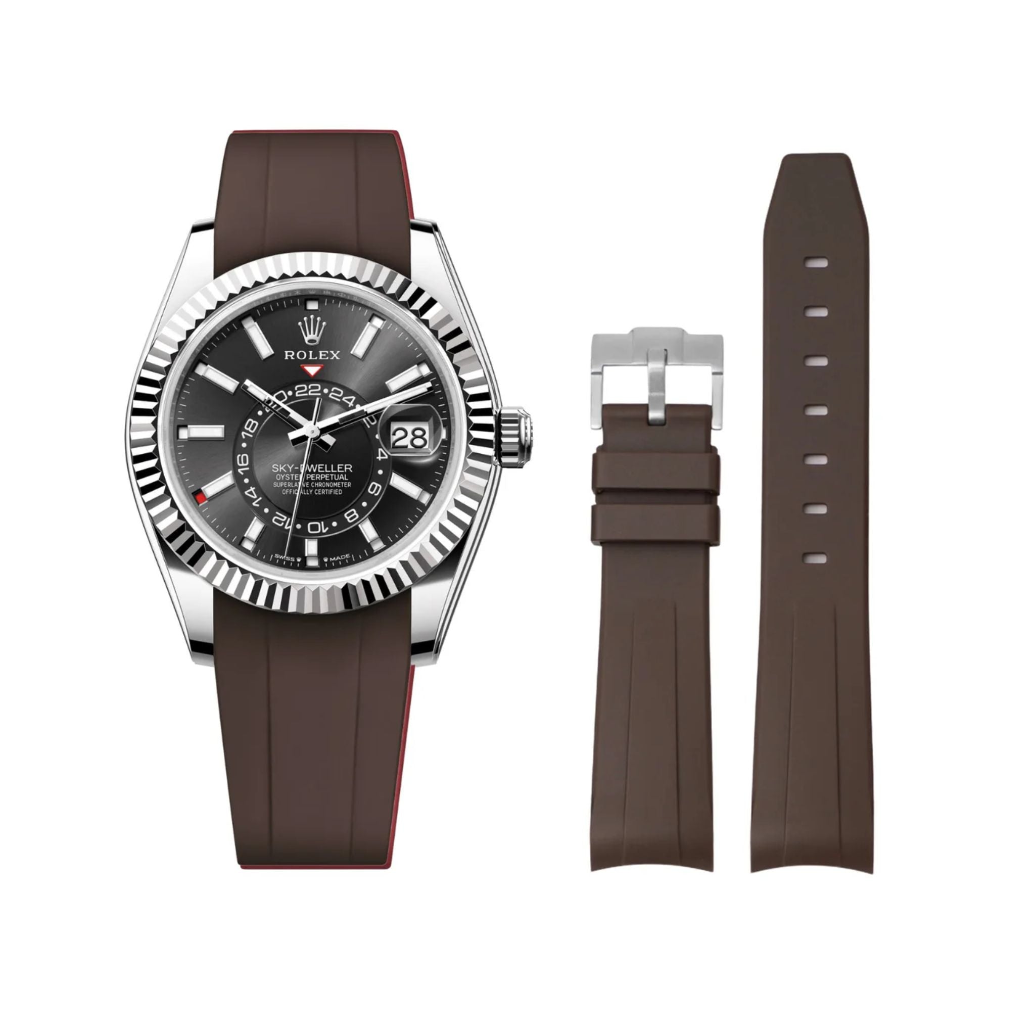 Rubber Strap - For Rolex Sky - Dweller - Brown - Helvetus