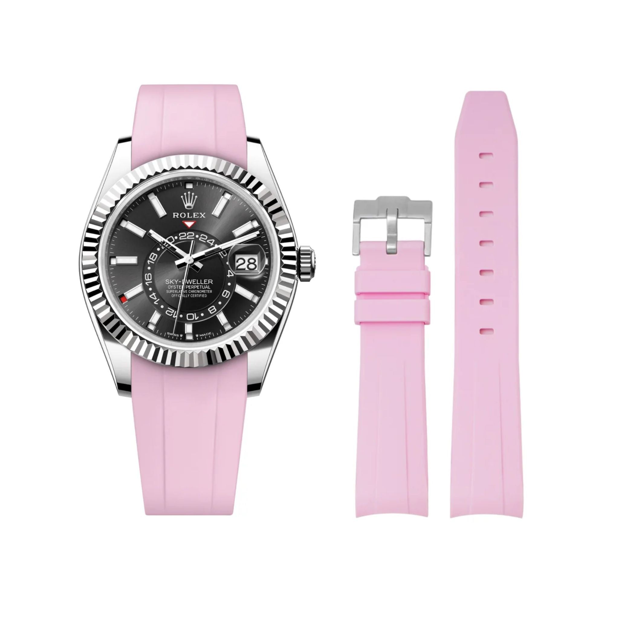 Rubber Strap - For Rolex Sky - Dweller - Pink - Helvetus