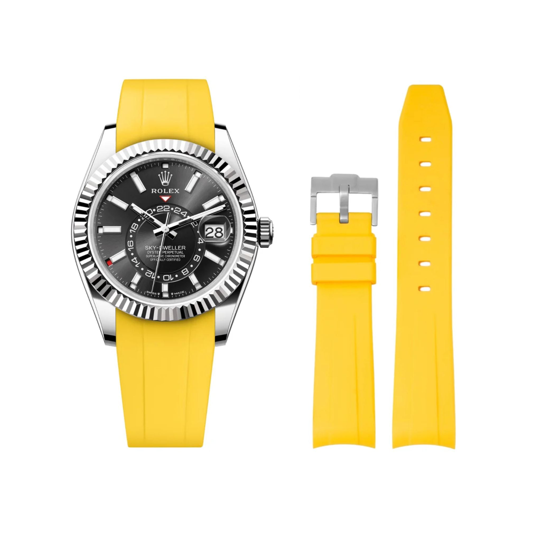 Rubber Strap - For Rolex Sky - Dweller - Yellow - Helvetus