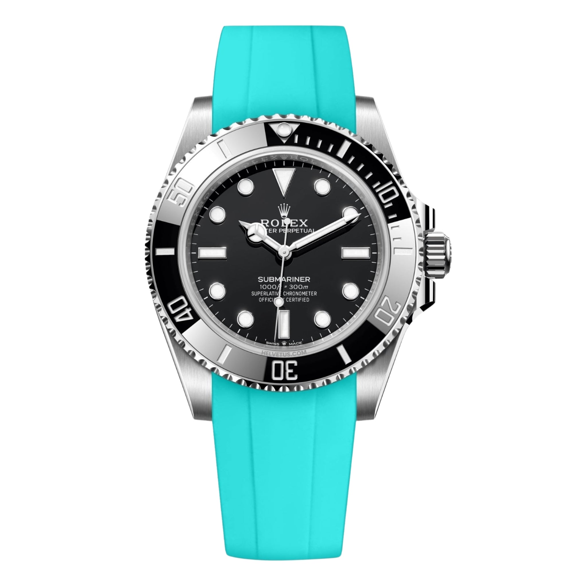 Rubber Strap - For Rolex Submariner - Turquoise - Helvetus