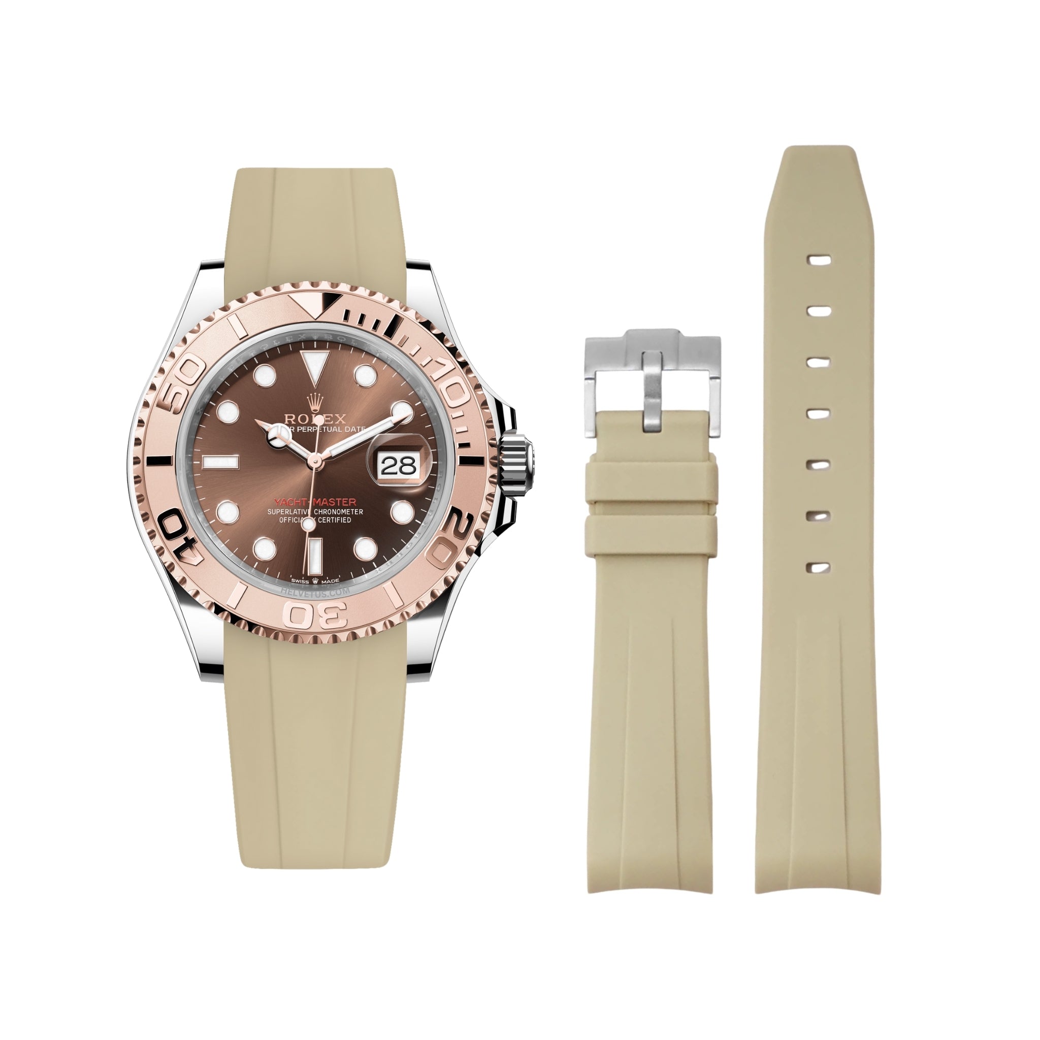 Rubber Strap - For Rolex Yacht - Master - Beige - Helvetus