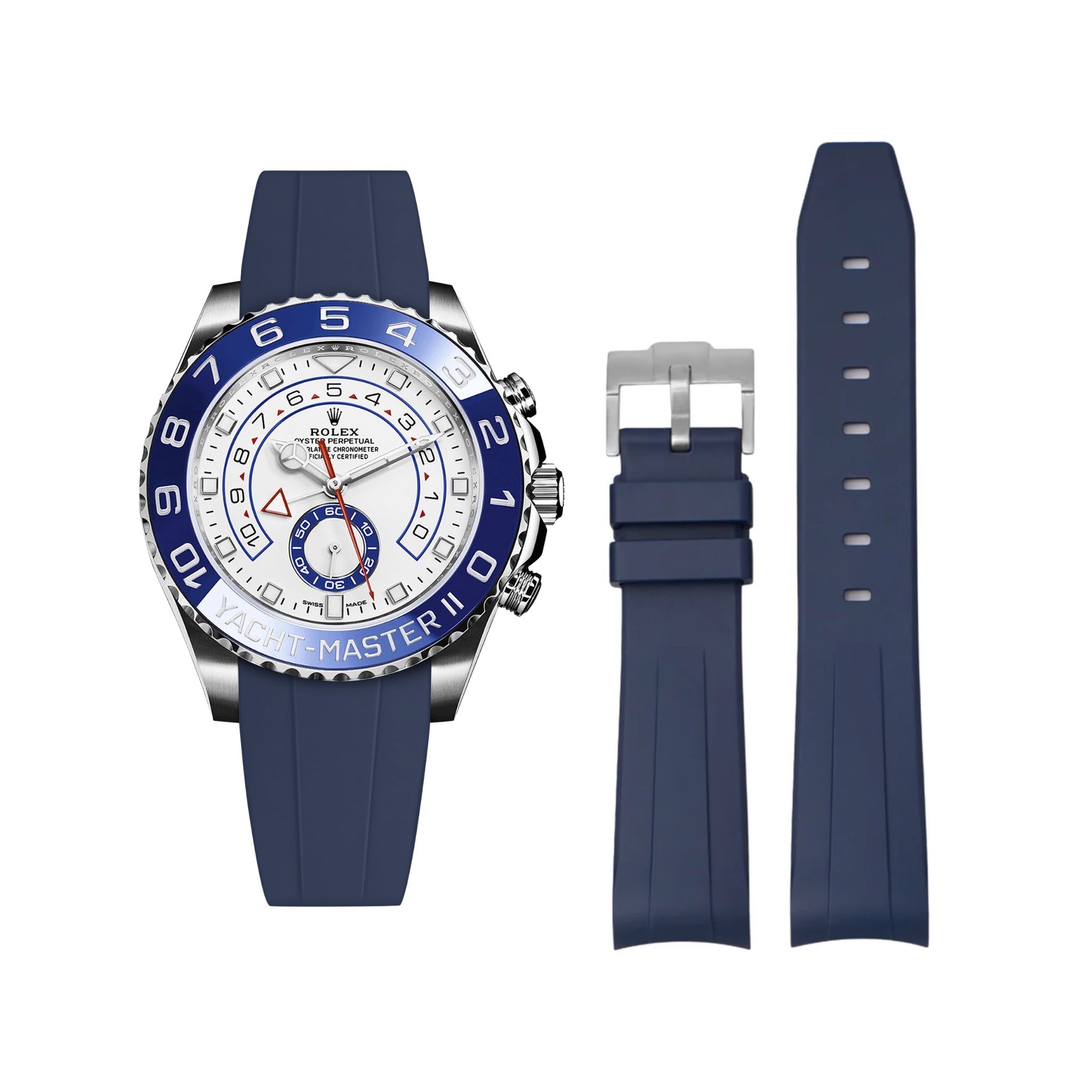 Rubber Strap - For Rolex Yacht - Master II - Navy Blue - Helvetus