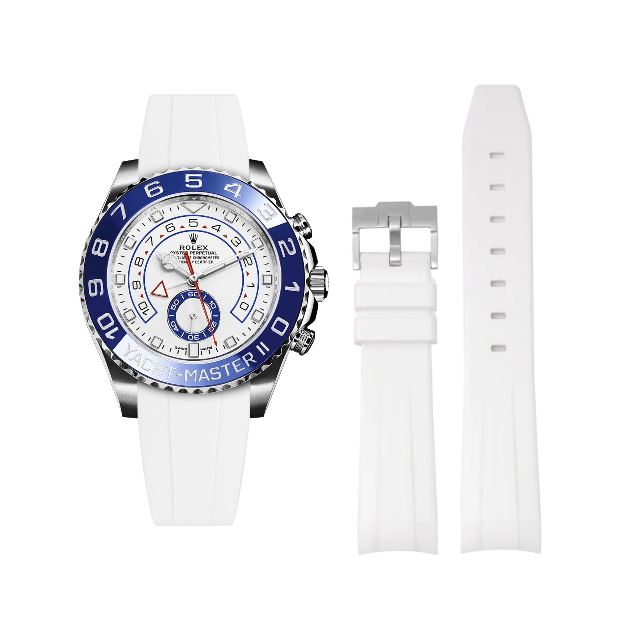 Rubber Strap - For Rolex Yacht - Master II - White - Helvetus