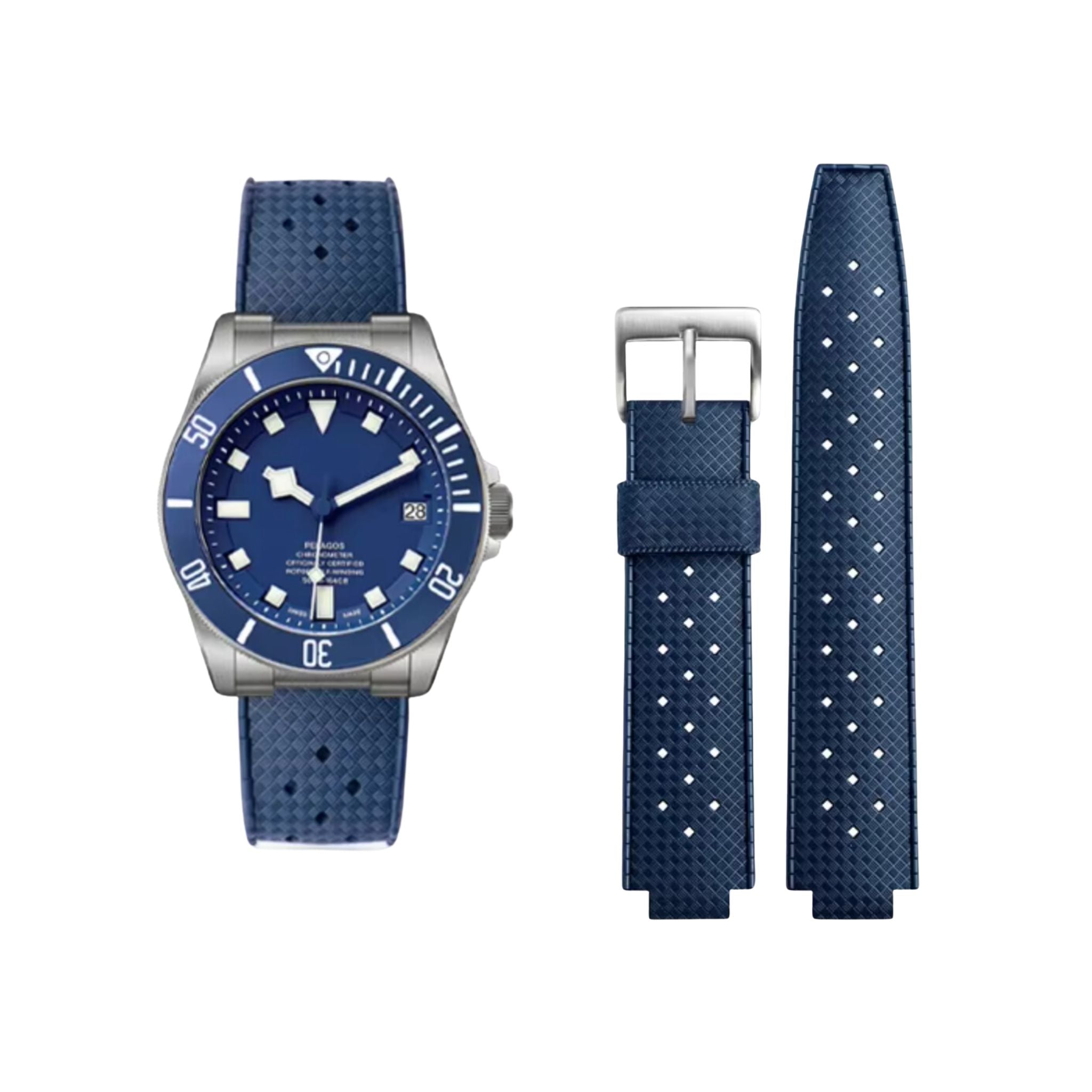 Rubber Strap - For Tudor Pelagos 25500 / 25600 - Blue - Helvetus