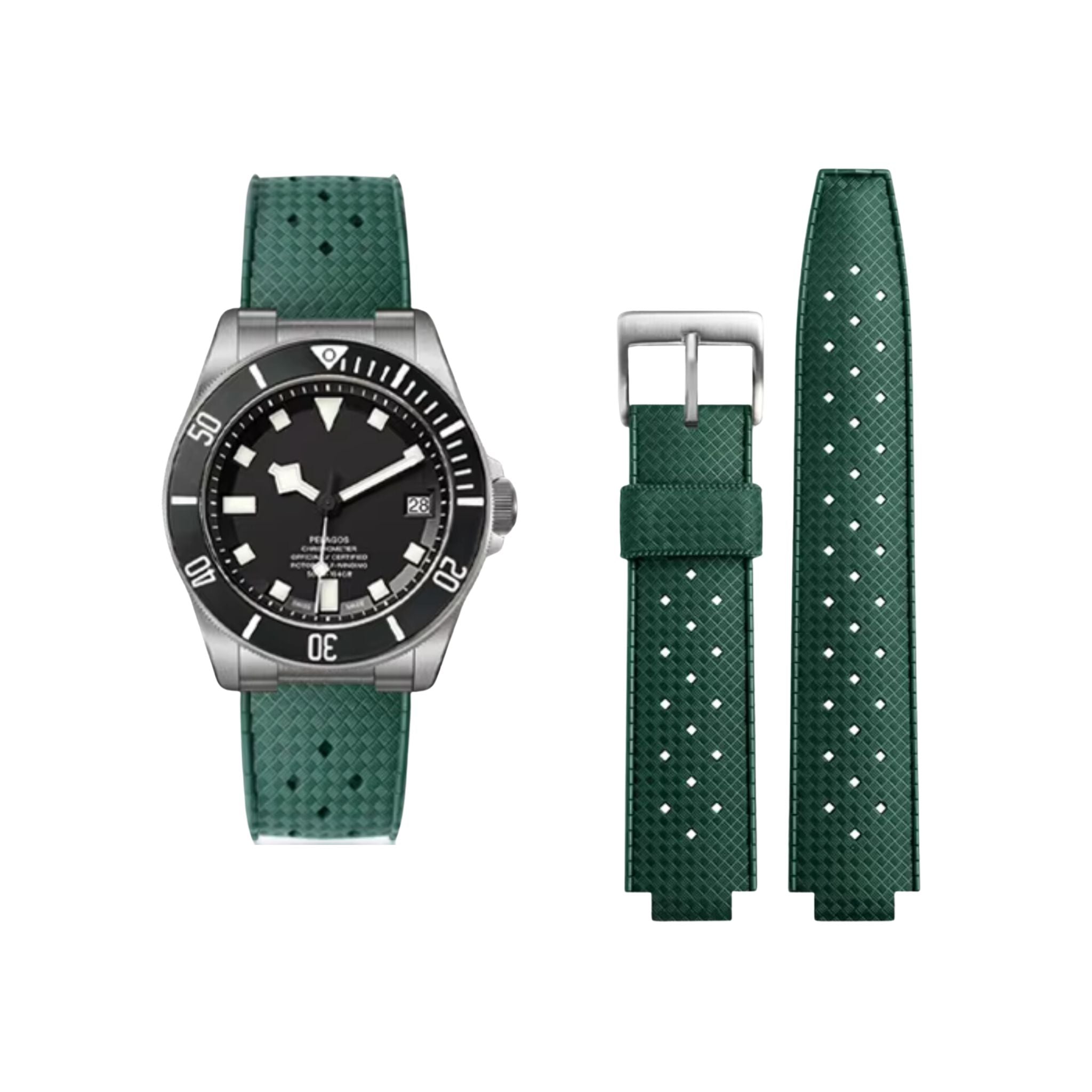 Rubber Strap - For Tudor Pelagos 25500 / 25600 - Green - Helvetus